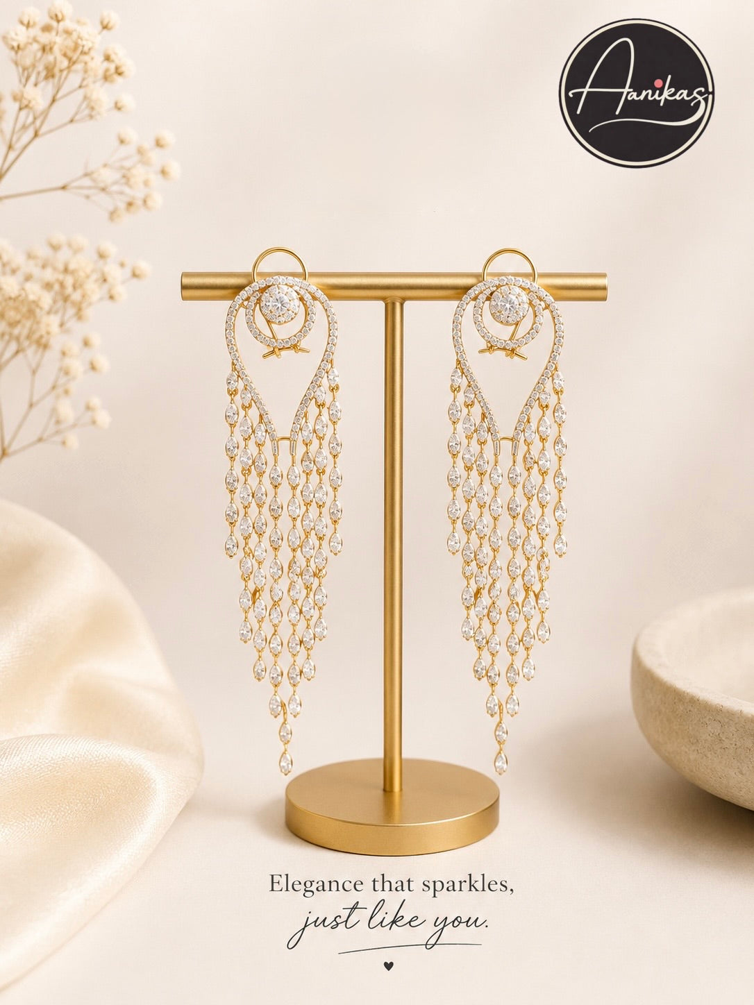 Designer Long AD Dangler Earrings