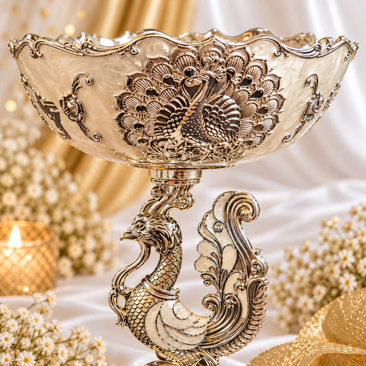 Silver plated peacock crown platter