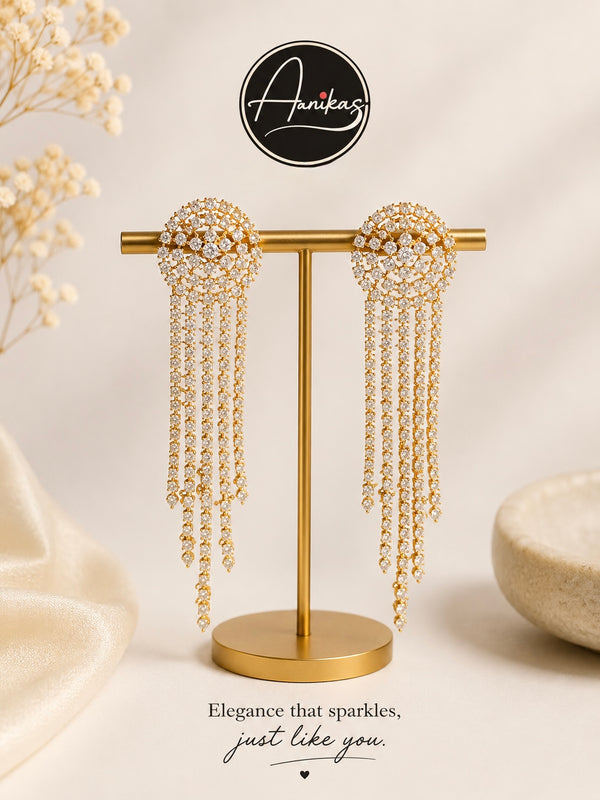 Rhodium American Diamond Dangler Earrings
