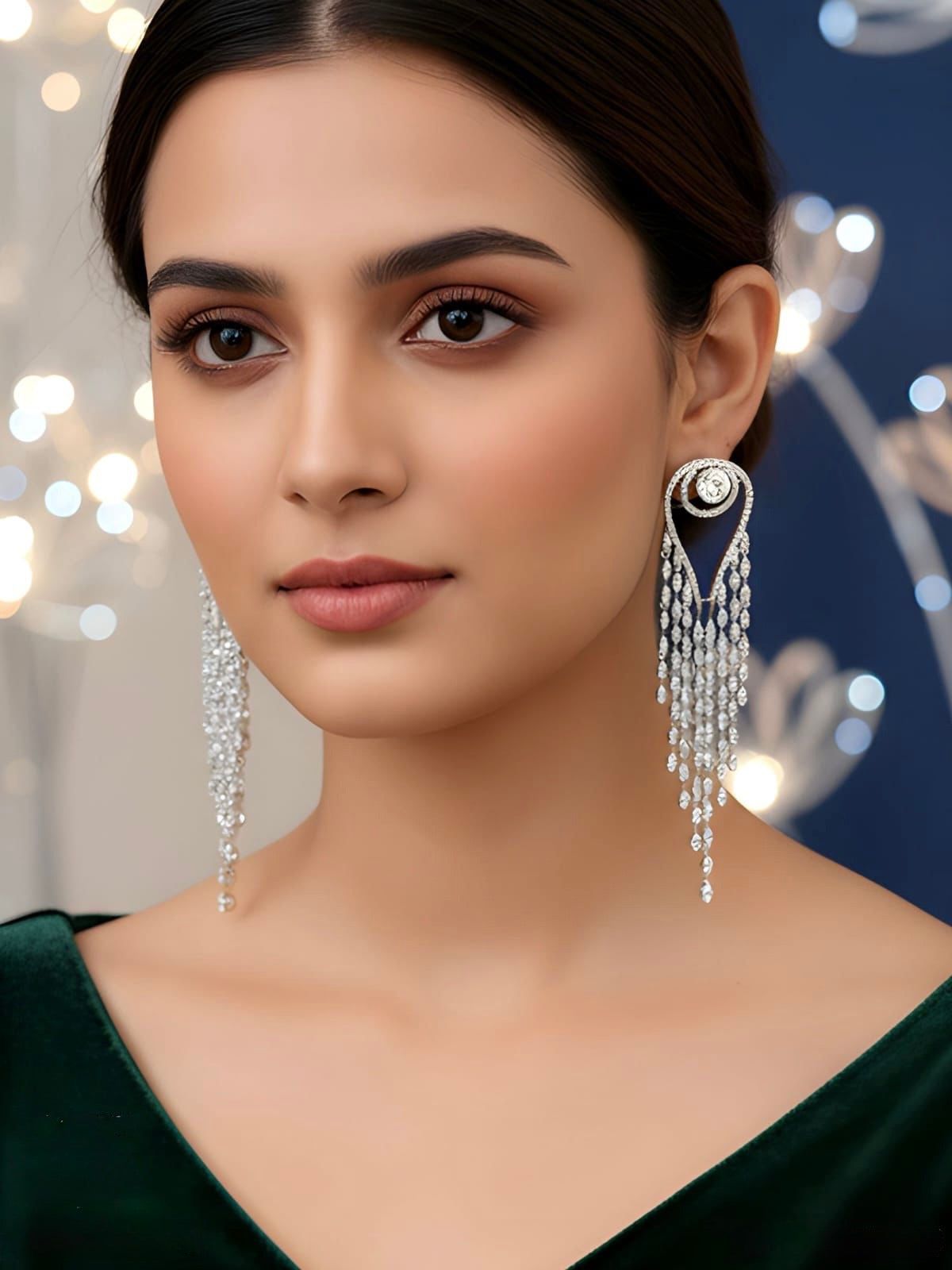 Designer Long AD Dangler Earrings