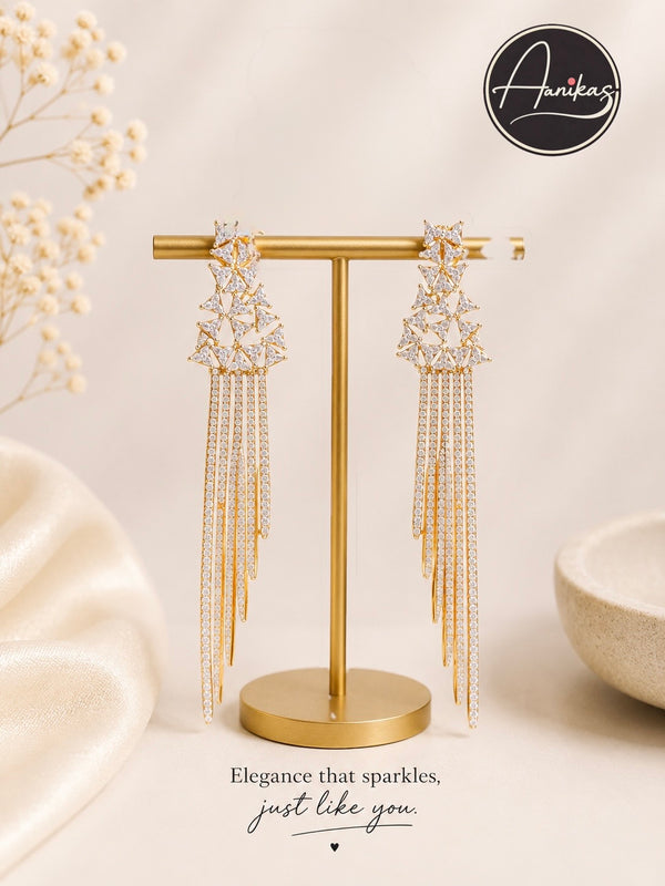 Elegant Geometric Stone Hanging Earrings