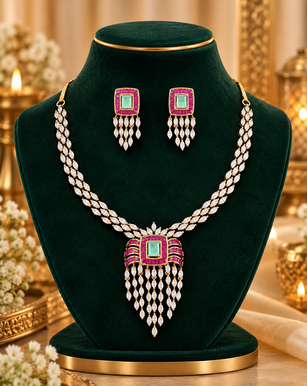 Ruby necklace set - alternate view