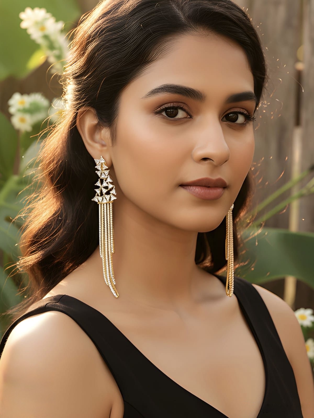 Elegant Geometric Stone Hanging Earrings