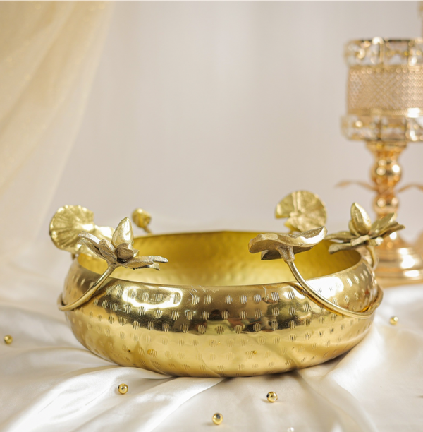 Golden Brass Urli - alternate view