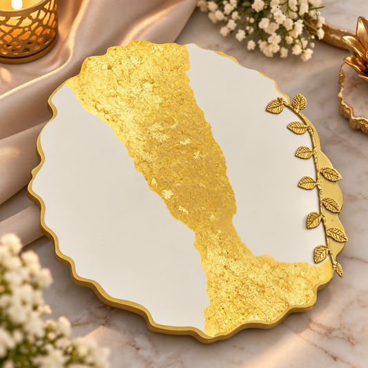 Handcrafted Gold Leaf Decor Tray